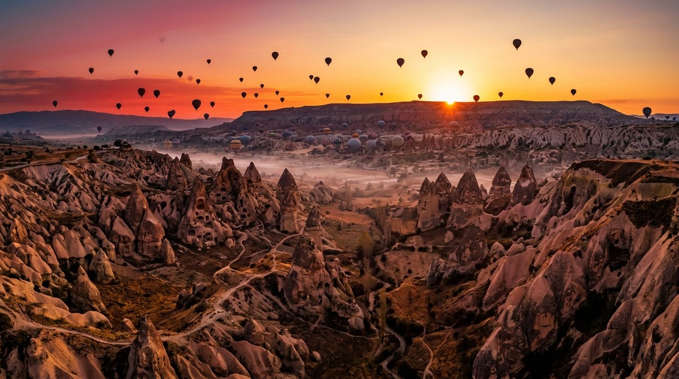 Cappadocia fairy chimneys at sunrise